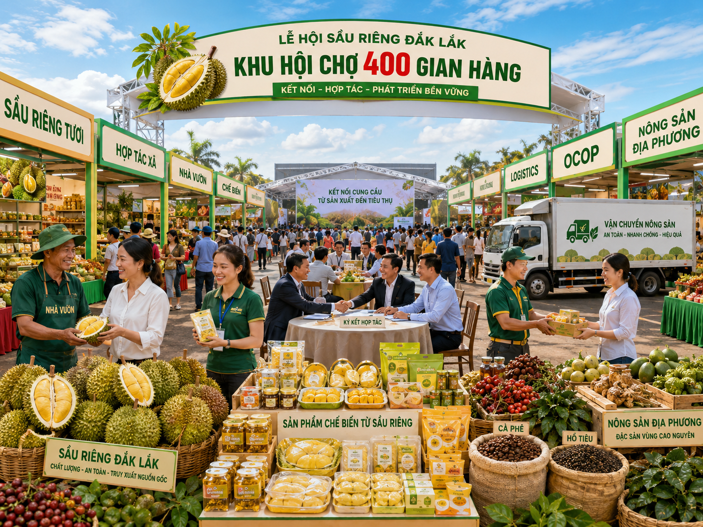 Khu hội chợ 400 gian hàng không chỉ là nơi bán và giới thiệu sầu riêng tươi