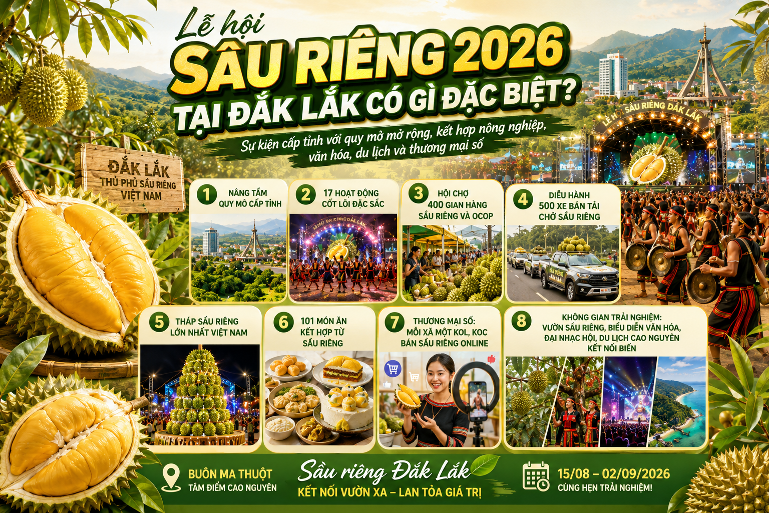 Lễ hội sầu riêng 2026 tại Đắk Lắk có gì đặc biệt?