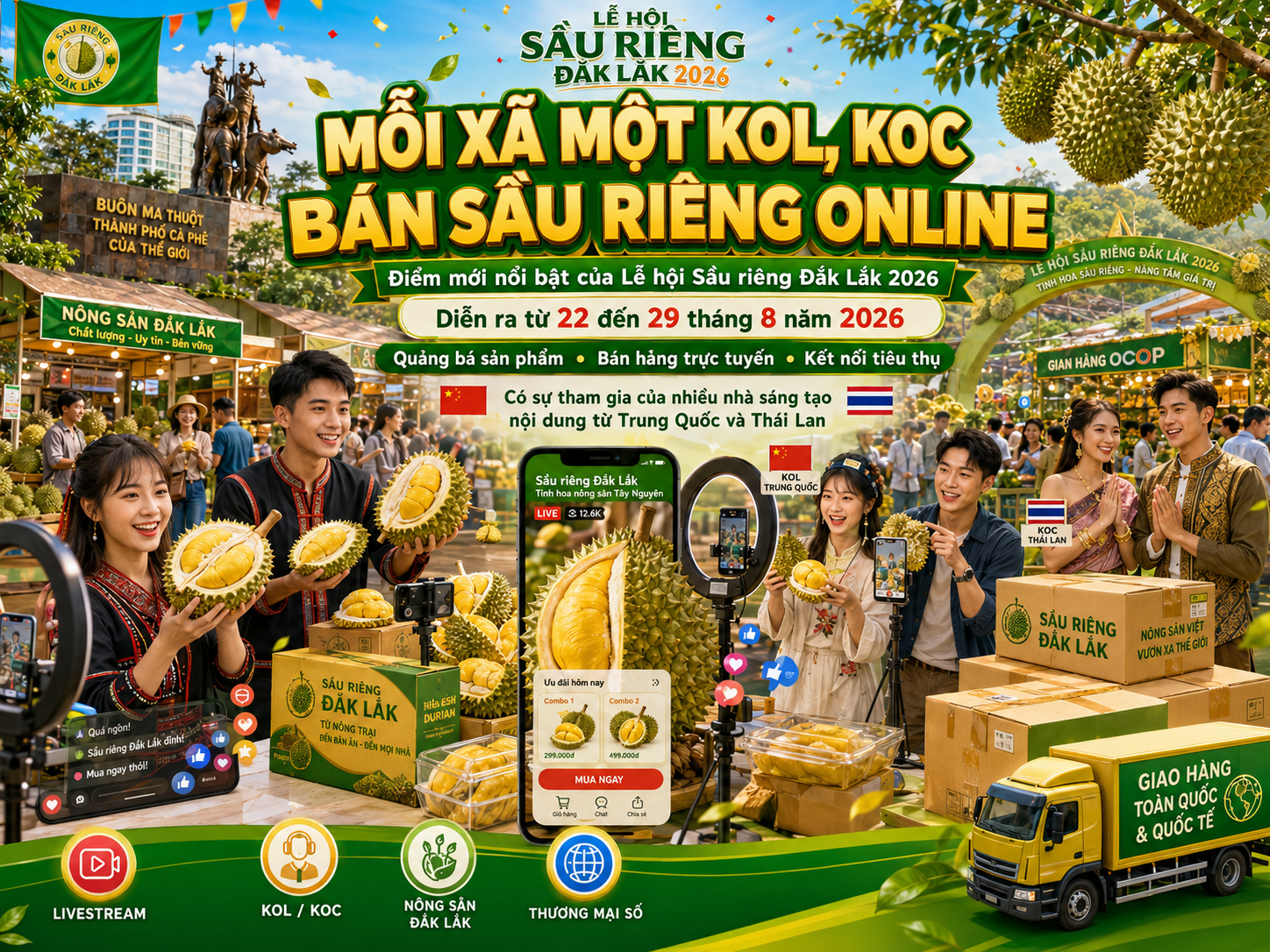 Mỗi xã một KOL, KOC bán sầu riêng online