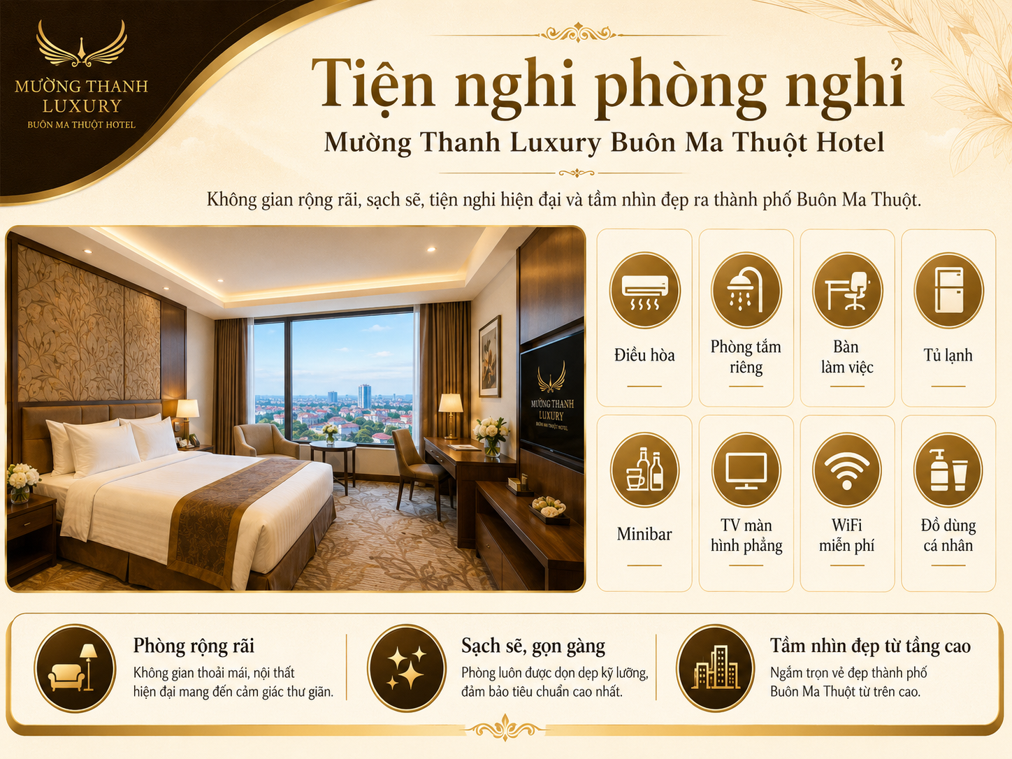 Phòng nghỉ được trang bị các tiện nghi cơ bản