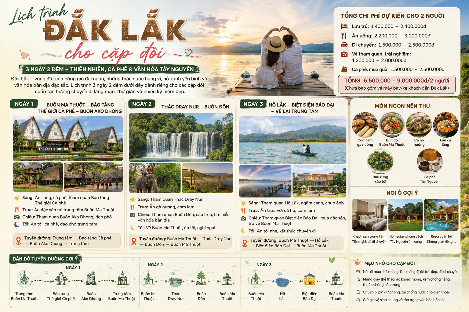 Lịch trình Đắk Lắk cho cặp đôi