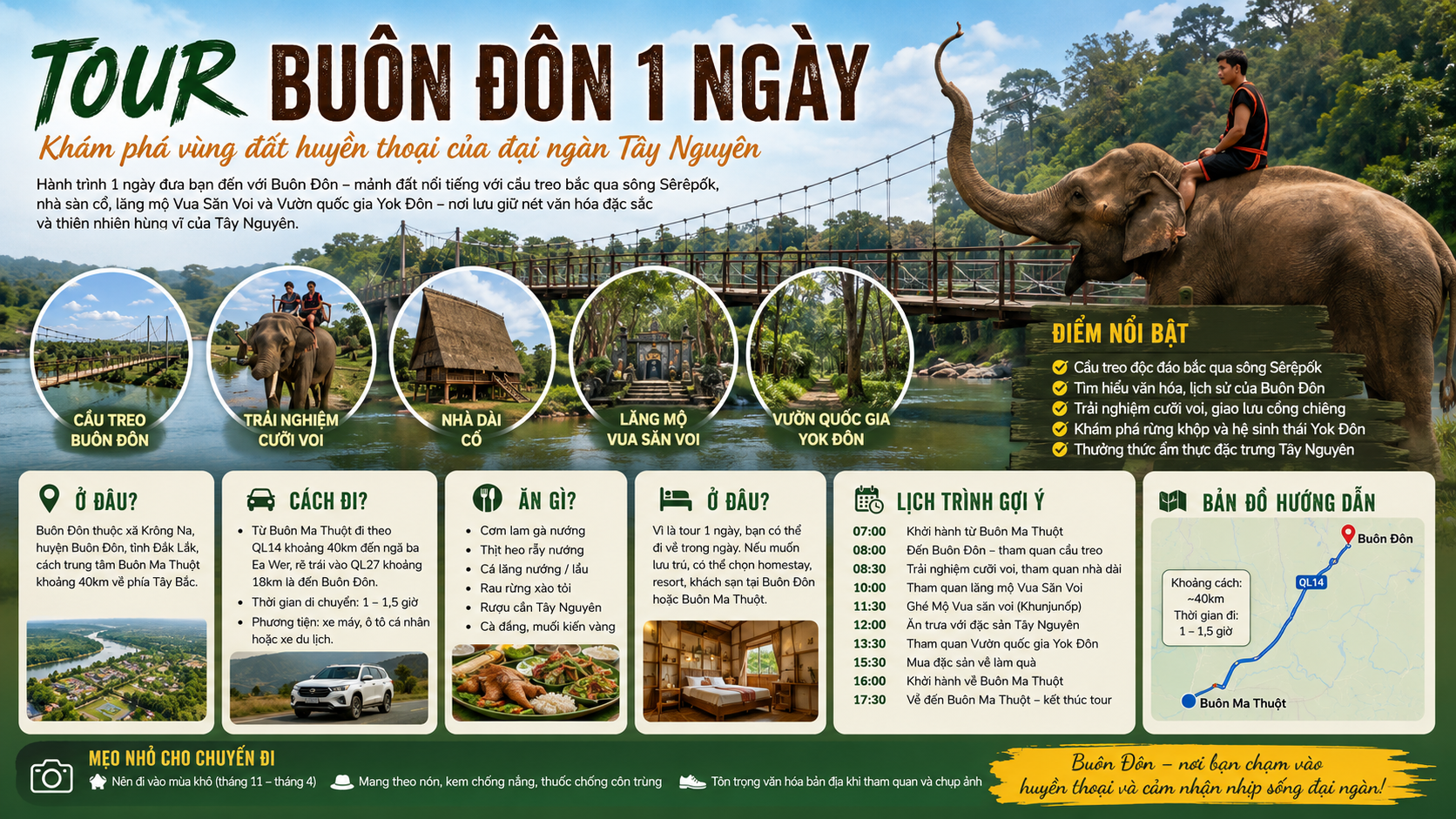 Tour Buôn Đôn 1 ngày