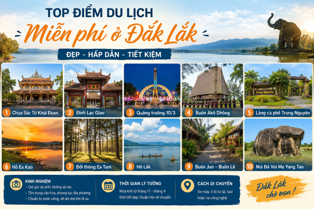 điểm du lịch miễn phí ở Đắk Lắk